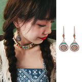 New national style personality retro hollowed out carved oil drop exaggerated Earrings