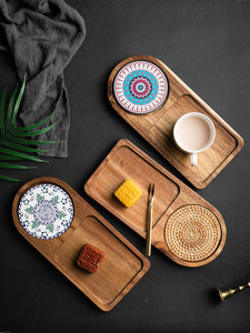 Solid Wood Tray, Water Cup, Plate, Vintage Bread, Dim Sum, Dessert Storage, Breakfast and Small Plate