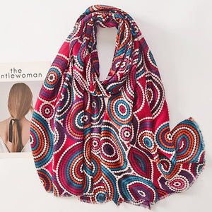 Vintage ethnic style cotton linen hand feel towel fashion color circle raw trim shawl woman