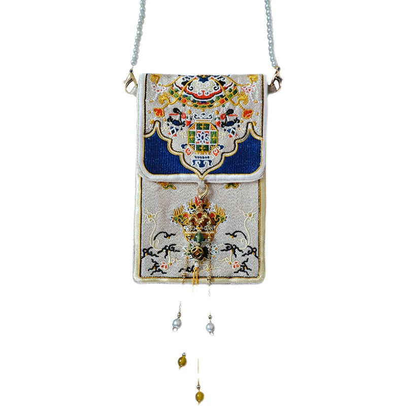 Original Tibetan Eight Treasures, Double Sided Embroidered Handheld Crossbody Bag, Antique Purse, Daily Versatile Bag