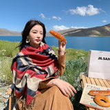 Autumn and winter new ethnic style vintage shawl travel photo versatile bib Roman stripe warm tassel scarf