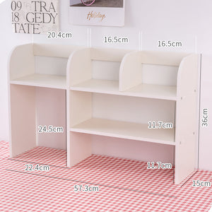 Mini estante organizador de escritorio blanco crema Kawaii