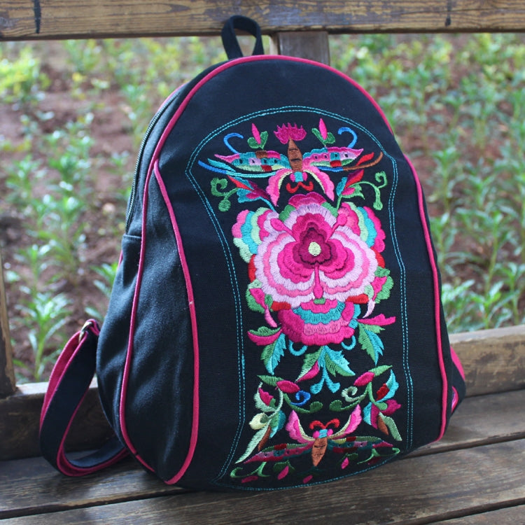 New National Style Embroidered backpack retro embroidered fashionable women's bag travel backpack canvas schoolbag
