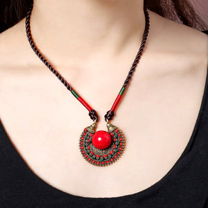 Ancient Original Jewelry Collar Necklace Ethnic Style Short Neck Decoration Female Red Pendant Retro Accessories