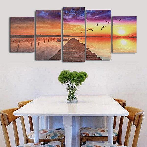 Frameless Modern Canvas Picture Wood Path Oil Painting Home Wall Decoration