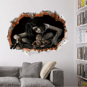 Halloween 3D Sticker Bedroom Living Room Haunted House Decor Wall Stickers Ghost Through The wall