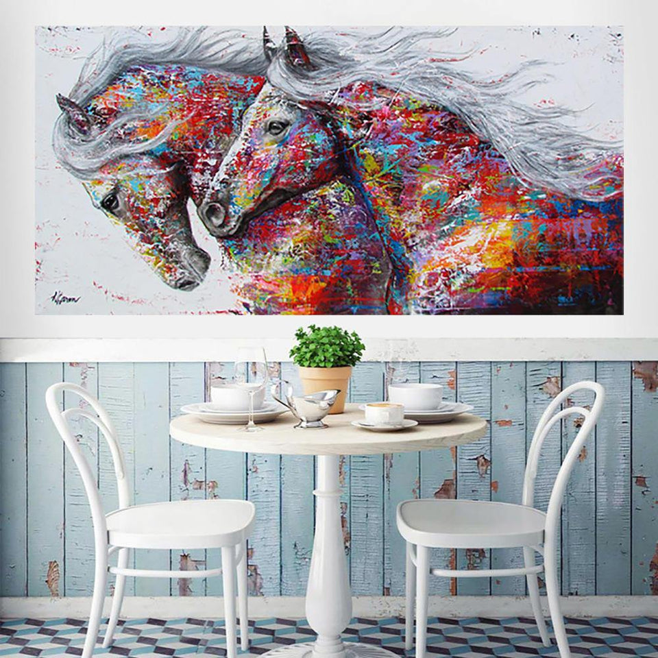 Lienzo Running Horse Art Print Paintings Cuadro de pared sin marco Póster colorido para la decoración del hogar de la sala de estar 