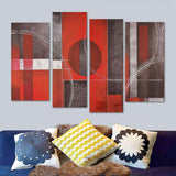 4pcs Abstract Art Red&Black Wall Oil Paintings Canvas Pictures Modern Home Decor