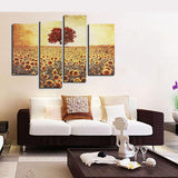 4PCS Frameless Oil Painting Sunflower Canvas Modern Wall Art Home Decoration Paper Art