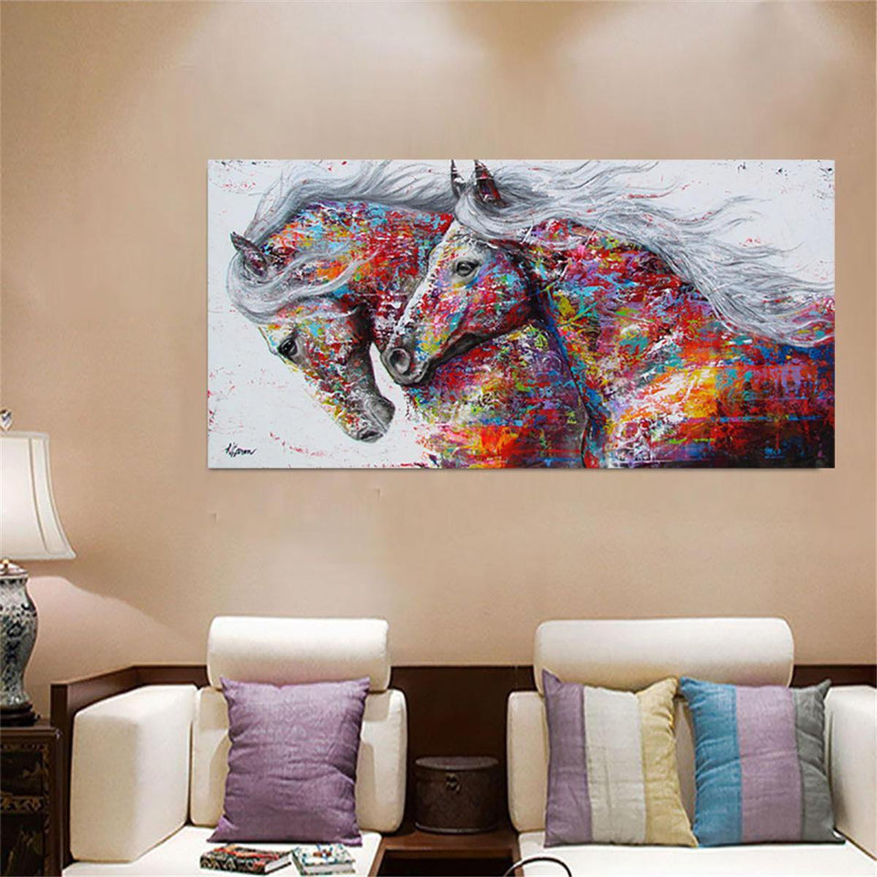 Lienzo Running Horse Art Print Paintings Cuadro de pared sin marco Póster colorido para la decoración del hogar de la sala de estar 