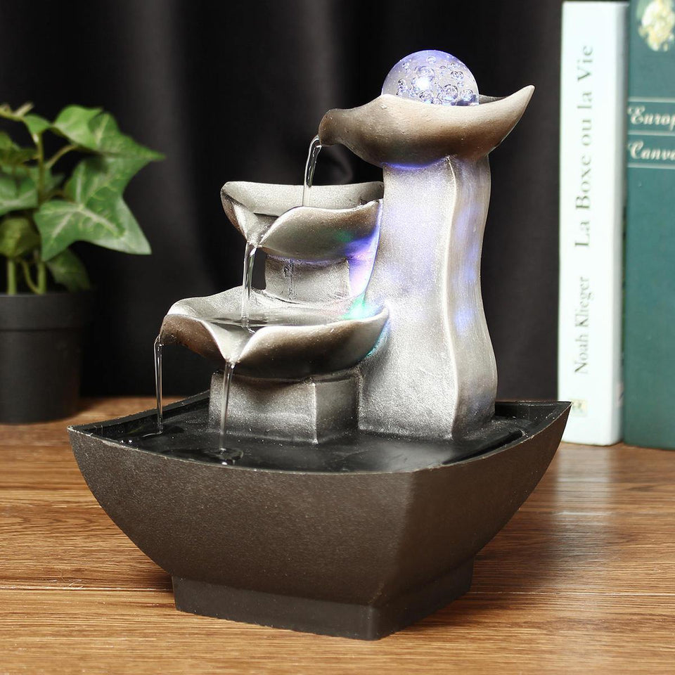 Crystal Ball Flowing Table Decoration Rockery Fountain Waterfall Feng Shui Water Sound Ornaments Desktop Indoor Table Desk Decorations