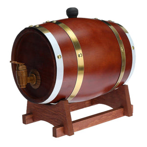 1.5/3L Wood Barrel Oak Brewing Vintage Keg Wines Whiskey Home Storage Holder
