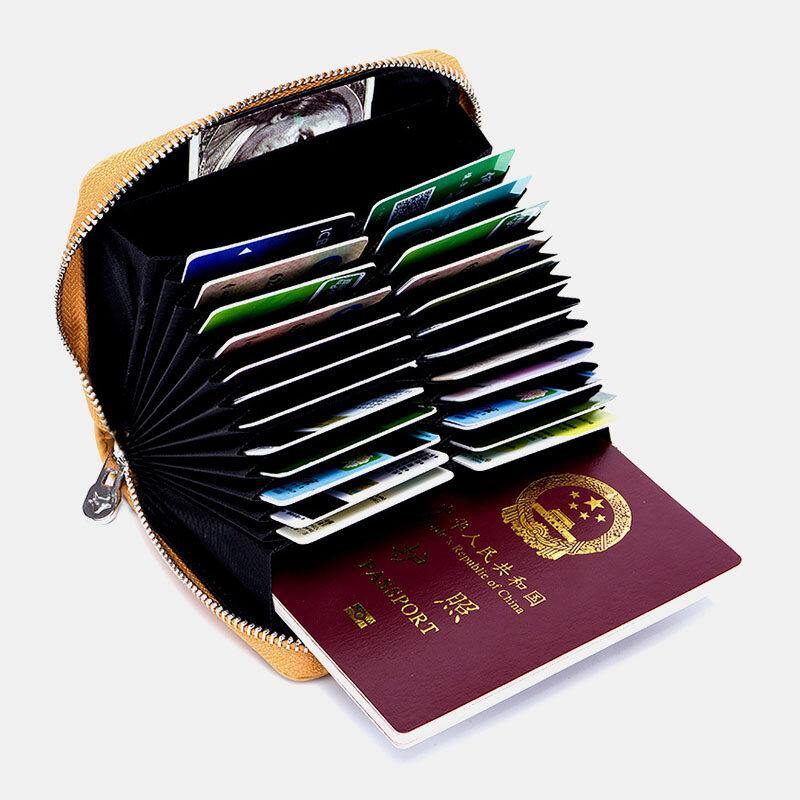 Damen-Geldbörse aus echtem Leder, RFID-Anti-Diebstahl-Orgel-Design, Milti-Kartensteckplatz, Kartentasche, Kartenhalter 