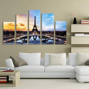 Paris Eiffel Tower Paintings Art 5 Pcs Print Picture Home Room Decor No Framed