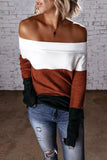 Lilipretty Lovely Chill Color Block Off Shoulder Pullover