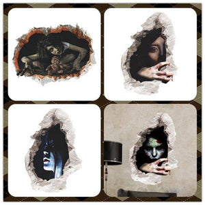 Halloween 3D Sticker Bedroom Living Room Haunted House Decor Wall Stickers Ghost Through The wall