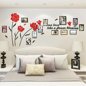3D Acrylic Family Photo Picture Frame Wall Sticker Art Background Home Decor