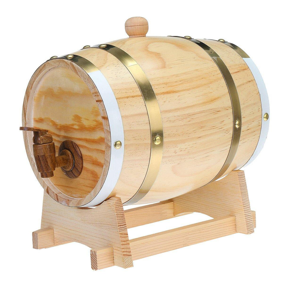 1.5/3L Wood Barrel Oak Brewing Vintage Keg Wines Whiskey Home Storage Holder