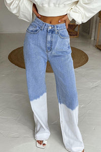 Persönlichkeits-Patchwork-Jeans mit hoher Taille 