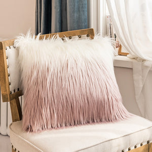 The Colorful Faux Angora Pillow Cover