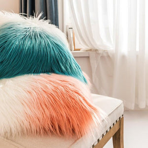 The Colorful Faux Angora Pillow Cover