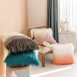 The Colorful Faux Angora Pillow Cover