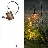 Hollow Wrought Iron Watering Can Lamp With Solar Power