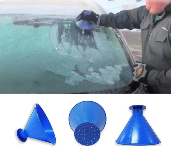 Ice Scraping Windshield Cone & Wiper Fluid Funnel