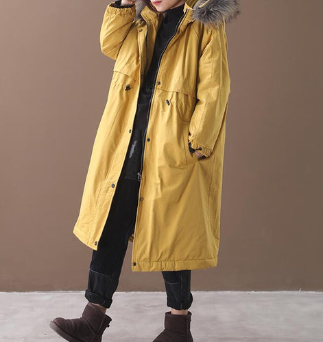 Women Casual Hooded Parka Faux Fur Collar Plus Size Coat Jacket